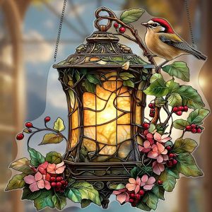 1PCS Enchanting Mockingbird and Lantern Outdoor Decoration Pendant for Garden Balcony Decoration Holiday Gift Giving