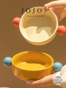 Ceramic Double Eared Bowl with Handle Salad Bowl