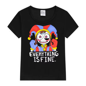 เสื้อยืดปอมนี่น่ารักเด็กเดอะ อเมซิ่ง ดิจิตอล ซิร์คัสแขนสั้นลำลองแฟชั่นพิมพ์ลายเด็กชายเด็กหญิงเสื้อฤดูใบไม้ผลิฤดูร้อน