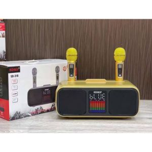 [Ready Stock] SDRD SD 318 Dual Wireless Microphone Portable 3D Bluetooth SD 318 Speaker Free 2pcs Mic Cover
