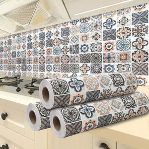 40cm Oil Proof Kitchen Stove Self Adhesive Countertop Furnitur Renovation Wall Stickers Tile 3D Waterproof Cabinet Wallpaper 