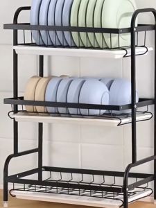 2/3-Tier Stainless Steel Dish Drying Holder Rack Kitchen Storage Shelf Cutlery Rack Organizer Dish Drainer Rack Dish Cabinet Rack Dust-proof Insect-proof Dish Drain Rack