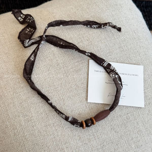 สร้อยคอโซ่กระดูกไหปลาร้าแบบซิปได้สำหรับผู้หญิง โซ่กระดูกไหปลาร้าไหมสไตล์เกาหลี ตกแต่งด้วยลูกปัดลายดอกน้ำเงิน