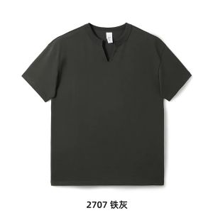High Grammage Precision Spun Cotton V-Neck Short Sleeve T-Shirt Mens Summer Fashionable Retro All-Match Half Sleeve Top