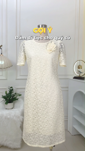 Đầm Trung Niên thiết kế thanh lịch chất liệu ren cao cấp sang trọng mặc mát mẻ DD4L0231 Thời trang Thiều Hoa