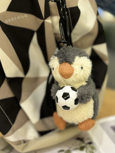 Original Cute Penguin Holding Football Plushie Football Pendant Backpack Accessory Gift for Boyfriend Cute Soft Toy