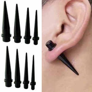 Black Acrylic Ear Expander Needle Ultra Long Sharp Cone Ear Hole Expander Beginner Friendly Ear Piercing Ear Cuff