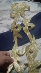 2Pcs Gold Powder Embroidery Applique Sequin Sew On Patches for Wedding Decoration Dress DIY