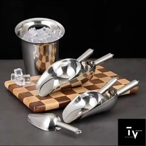 Xúc đá inox loại dày bề mặt sáng bóng cứng cáp có quai đeo tiện dụng | TV KITCHEN (TV456)