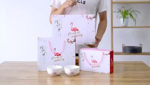 🔥FAST SHIPPING🔥 Ceramic Dinnerware Gift Set Swan Lake Bowl And Wooden Chopsticks