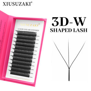 XIUSUZAKI Black 3DW Shaped Eyelashes Extensions 3 Tips False Lashes Natural Soft Premade Volume Fans Individual Lashes Tools