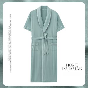 MiiOW | MiiOW Summer Robe 2025 Mới Áo ngủ nam tay ngắn thoáng khí thoải mái Quần áo mặc nhà dài vừa phải chất liệu Polyester Viscose Spandex