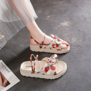Angie Fashion Sandals for Women Summer 2024 New Style Roman Beach Slippers with Thick Sole and One-Word Buckle Closure