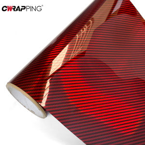 Carbon Fiber Laser Red Car Stickers Glossy Holographic Vinyl Wrap Films Air Release Bubble Free Auto Body Decal Car Accessories