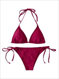 Bộ Bikini Dây Buộc Gợi Cảm Dành Cho Nữ Kiểu Brazil Có Dây Buộc Bên Hông Điều Chỉnh Được Chất Liệu Polyester Nylon Kiểu Buộc Cổ Halter.