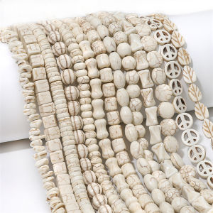 1str/bag Multiple styles Starfish Skull Leaf Cross Synthetic Stone White Turquoises Beads Loose Spacer Beads For DIY Jewelry Making