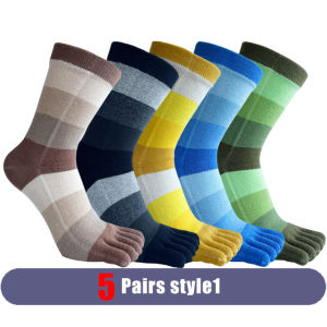 5 Pairs Man Five Finger Socks Short Cotton Sport Casual Vintage Breathable Compression Striped Colorful Toe Happy Socks Fashion