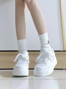 Womens Casual Sneakers Thick Bottom Heightening Spring New Style Sports Shoes Comfortable Breathable Leather Upper