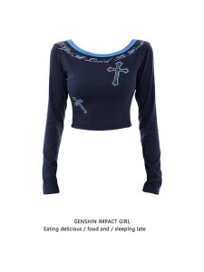 Áo Thun Modal Dài Tay Nữ Mùa Thu Áo Lót Khoét Sâu Thiết Kế Khoét Lỗ Áo Ngắn Chất Liệu Polyester Phong Cách Thường Ngày