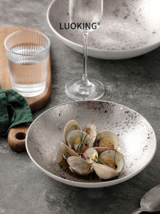 Silver Ceramic Soup Bowl Luxury Sensation Cold Dish Plate Creative Salad Bowl Western Dining Dishware Large Bowl Serving Plate