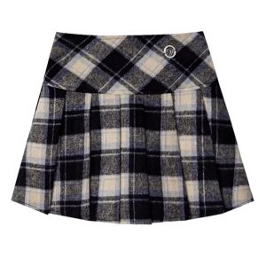 Red Plaid Woolen Mini Skirt Womens High Waist A-Line Wrap Body Pleated Skirt Christmas New Year Fashion Short Skirts