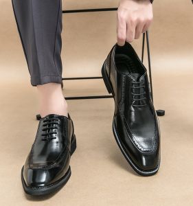 Leather Shoes for Groom Casual Wear Spring Autumn Large Size Business British Style Wedding Shoes Comfortable Rubber Sole