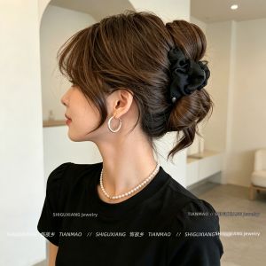 Sheer Netting Ruffled High Ponytail Small Hair Clip