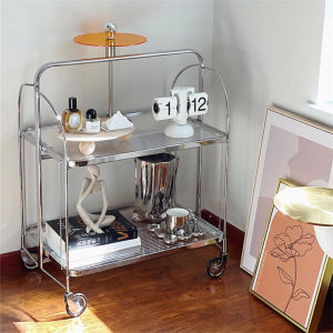 Zhonggu Trolley Internet Celebrity Ins Living Room Sofa Side Table Small Coffee Table Movable Dining Car Storage Rack Glass Cart