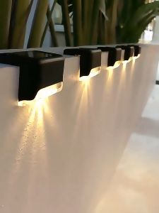 4PCS Solar Light Warm White LED Step Lamp Path Stair Outdoor Garden Lights Waterproof Balcony Light Decoration for Patio Stair Fence Light