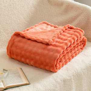 3D Bubble Orange Plush Blanket Textured Flannel Fleece Soft Warm Cozy Throw Plaid for Couch Thanksgiving Christmas Gift