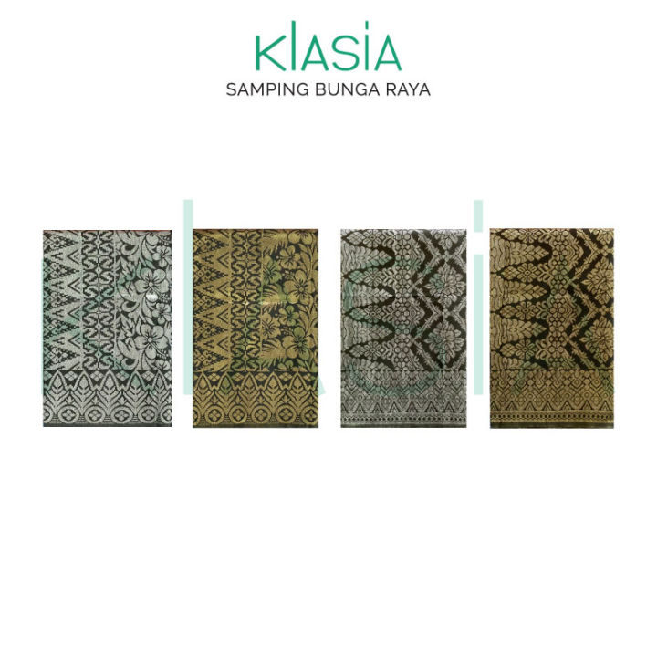 Klasia Basic Bunga Raya Samping Black Gold Silver Kain Sampin Songket