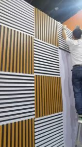 Dinding Motif Kayu 3D Wallpanel 60*60cm PVC Kisi Kisi Kayu Panel Dinding PVC Anti Rayap Dan Anti Air Wallpaper Kedap Suara