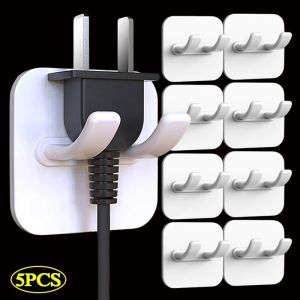 5 ชิ้นตะขอแขวนเก็บของติดผนังที่แขวนปลั๊กไฟ ไม่ต้องเจาะ รูปแบบเป็นที่ไม่ต้องผ่าตัด และสามารถผ่าตัดได้ติดผนังในห้องน้ำ