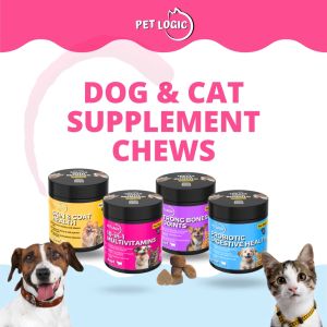 Pet Logic Probiotic Digestive Health + Strong Bones & Joints Dog & Cat Treats Supplement Snack : Dog Probiotics Dog Multivitamins Dog Supplements Appetite Booster for Dogs  Puppy Food   Adult Dog Food  for Happy Tummy & Jolly Joints .