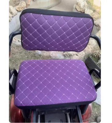 Electric Tricycle Seat Cover Set Blue Grid Double-sided Backrest