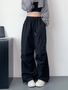 High Waist Wide Leg Pants Womens Early Autumn 2024 New plus Size Loose Casual Trousers Pleated Drawstring Workwear Pants