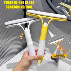 3 in 1 Window Screen Glass Cleaner Double Sided Brush with Long Handle for Dust Dirt Removal Cleaning Wiper with Spray Bottle 3 In 1 Household Glass Wiper Window Cleaning Tool Squeegee T-Shaped Wiper with Sprayer for Easy Household Cleaning