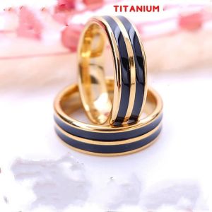 CINCIN TITANIUM MOTIF GARIS HITAM DAN KUNING