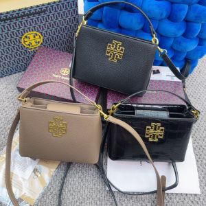 【With box】2024 Tory Burch Genuine Leather Womens Bag One Shoulder Crossbody Tote Bag Old Flower Fashion Versatile Womens Bag