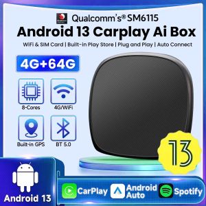 Android 13 Wireless CarPlay Ai Box QCM6115 8Cores Support Netflix&Youtube Built-in GPS 4G LTE SIM For Ford Benz VW Audi Toyota
