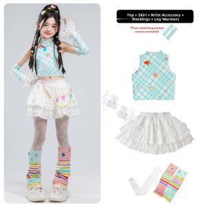 Sweet and Cool Dopamine Style Summer Crop Top Dance Outfit