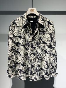 Loose Long Sleeve Floral Shirt Mens Spring New Style Casual Hip Hop Design Trendy Versatile Spring Autumn Street Style Shirt