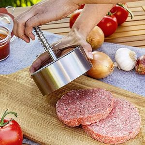 Hamburger Patty Maker Press Non-Stick 304 Stainless Steel Round Manual Rice Ball Mold Thickness Adjusted Kitchen Beef BBQ Tools