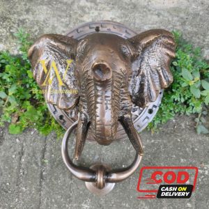 Ketukan Pintu Kuningan Antik Motif Gajah Afrika 1 Pcs