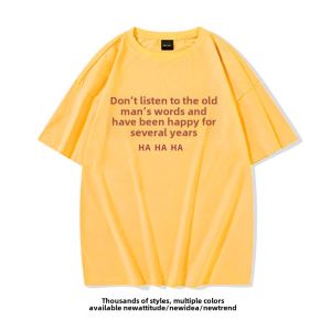 Chinese Fad Retro Nostalgic 1980s Dont Listen to Old Peoples Words Funny Creative Stylish Half Length Short Sleeve T-Shirt Mens Style Brown