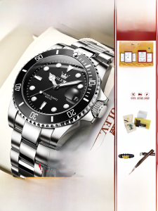 Swiss สีดำ Water Ghost Mens Quartz Mechanical Watch กันน้ําอัตโนมัติแท้ชื่อแบรนด์นาฬิกาแฟชั่นสําหรับผู้ชายพร้อม Power Reserve