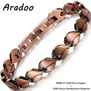 ARADOO Wheat Ear Design Copper Bracelet for Women Pure Copper Magnetic Adjustable Bracelet Jewelry Gifts
