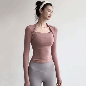 DSF Studio Yoga Clothing Top Womens Autumn Elastic Skinny Sports Quick-drying T-Shirt Running Training Fitness Long Sleeves