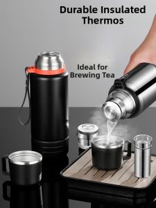 Anti-Fall Large Capacity Insulated Water Bottle Modern Simple Style Stainless Steel Cup for Students Going to School Men Women