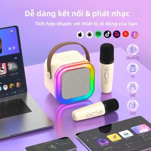 Máy Karaoke Bluetooth Haomuren Loa Di Động Có Micro Không Dây Đèn LED Cho Tiệc - Thích Hợp Cho Người Lớn & Trẻ Em